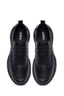 Men's Black Lace-Up Thick-Soled Fabric Sneaker | Derimod