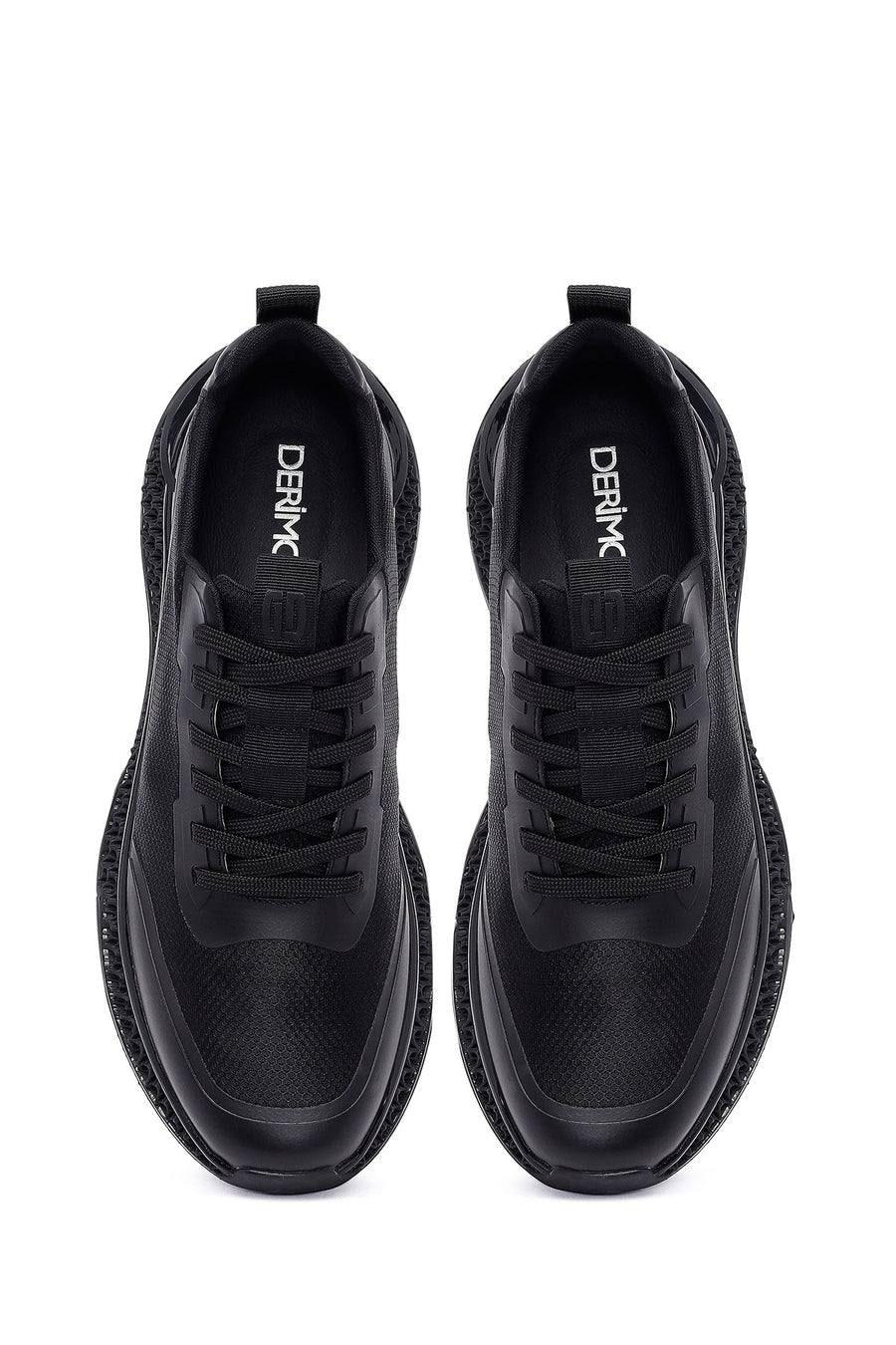 Erkek Siyah Bağcıklı Kalın Tabanlı Kumaş Sneaker