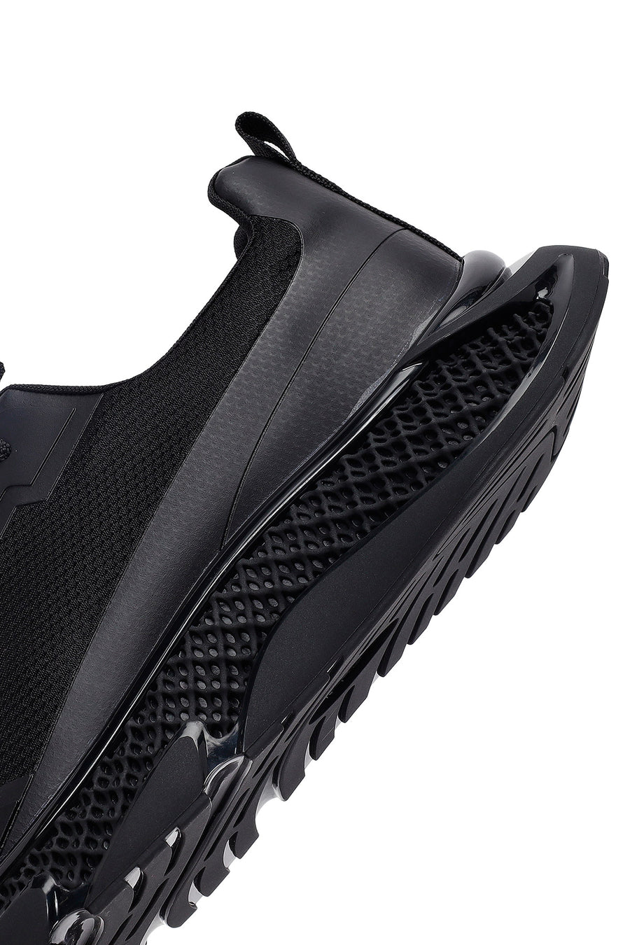 Erkek Siyah Bağcıklı Kalın Tabanlı Kumaş Sneaker