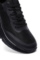 Men's Black Lace-Up Thick-Soled Fabric Sneaker | Derimod