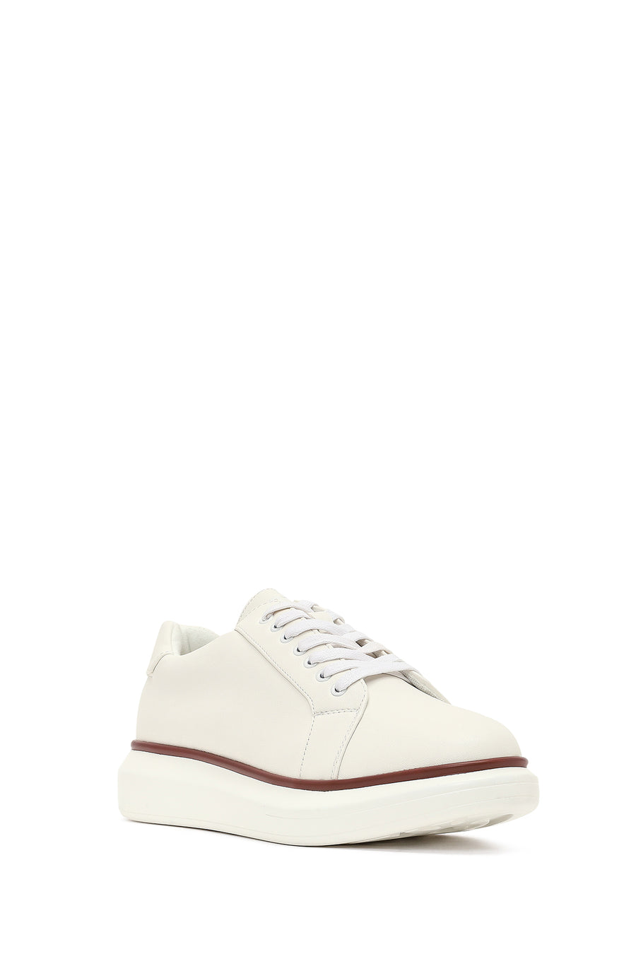 Erkek Beyaz Bağcıklı Kalın Tabanlı Sneaker