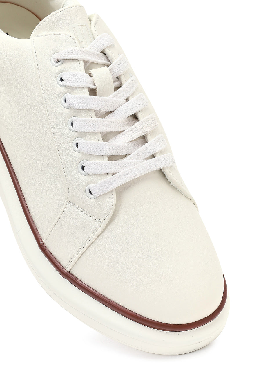 Erkek Beyaz Bağcıklı Kalın Tabanlı Sneaker