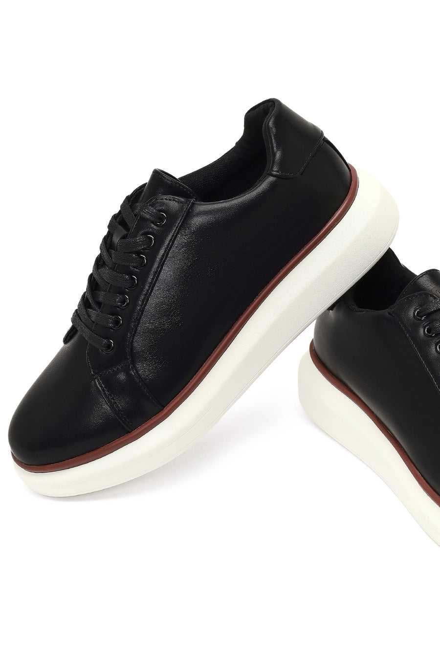 Erkek Siyah Bağcıklı Kalın Tabanlı Sneaker