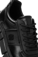 Erkek Siyah Bağcıklı Kalın Tabanlı Deri Casual Sneaker | Derimod