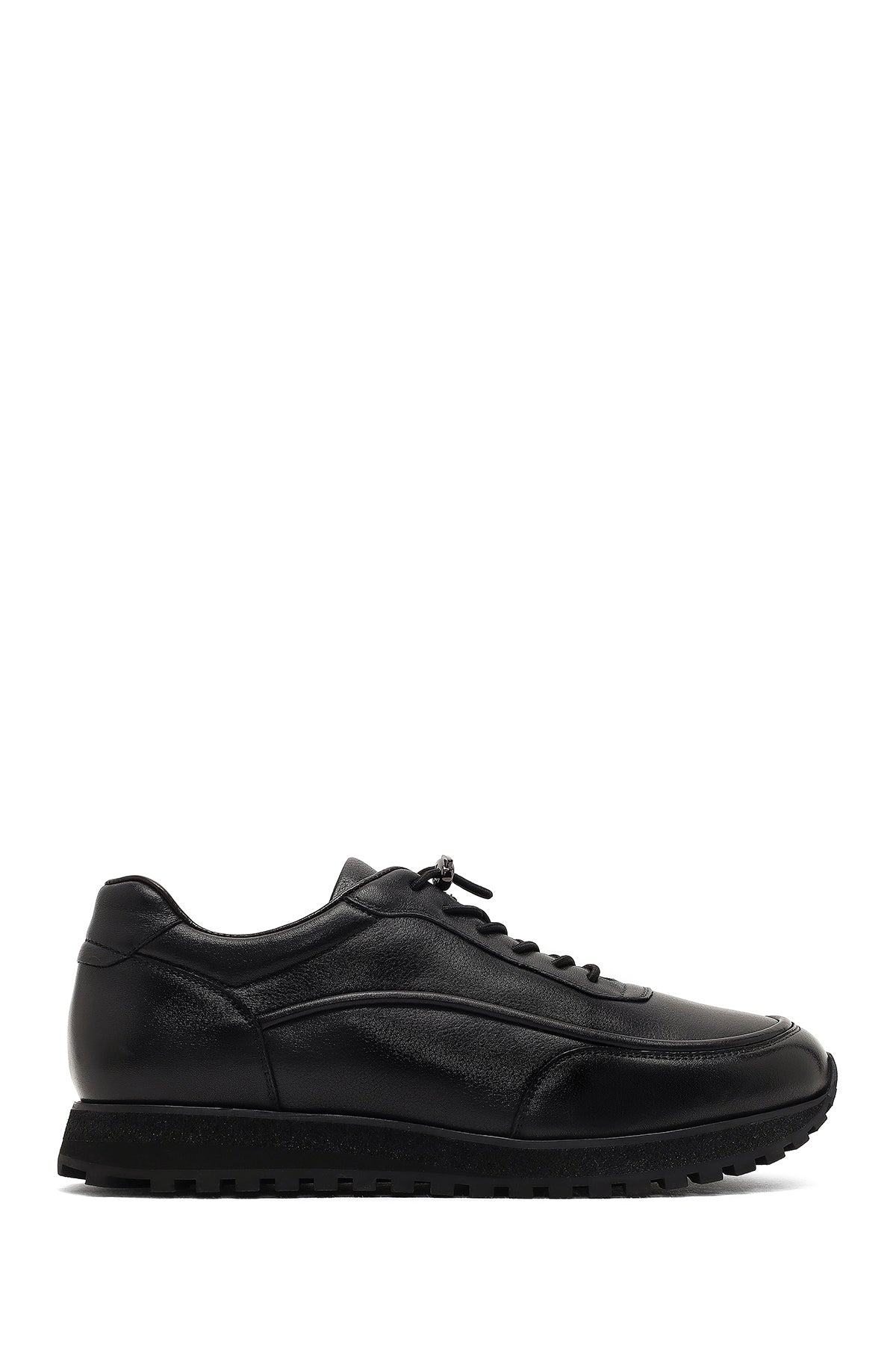 Men's Black Lace-Up Thick-Soled Leather Casual Sneaker 25WFD695114 | Derimod