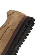 Erkek Vizon Bağcıklı Kalın Tabanlı Nubuk Deri Casual Sneaker | Derimod