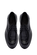 Erkek Siyah Bağcıklı Kalın Tabanlı Deri Casual Ayakkabı | Derimod