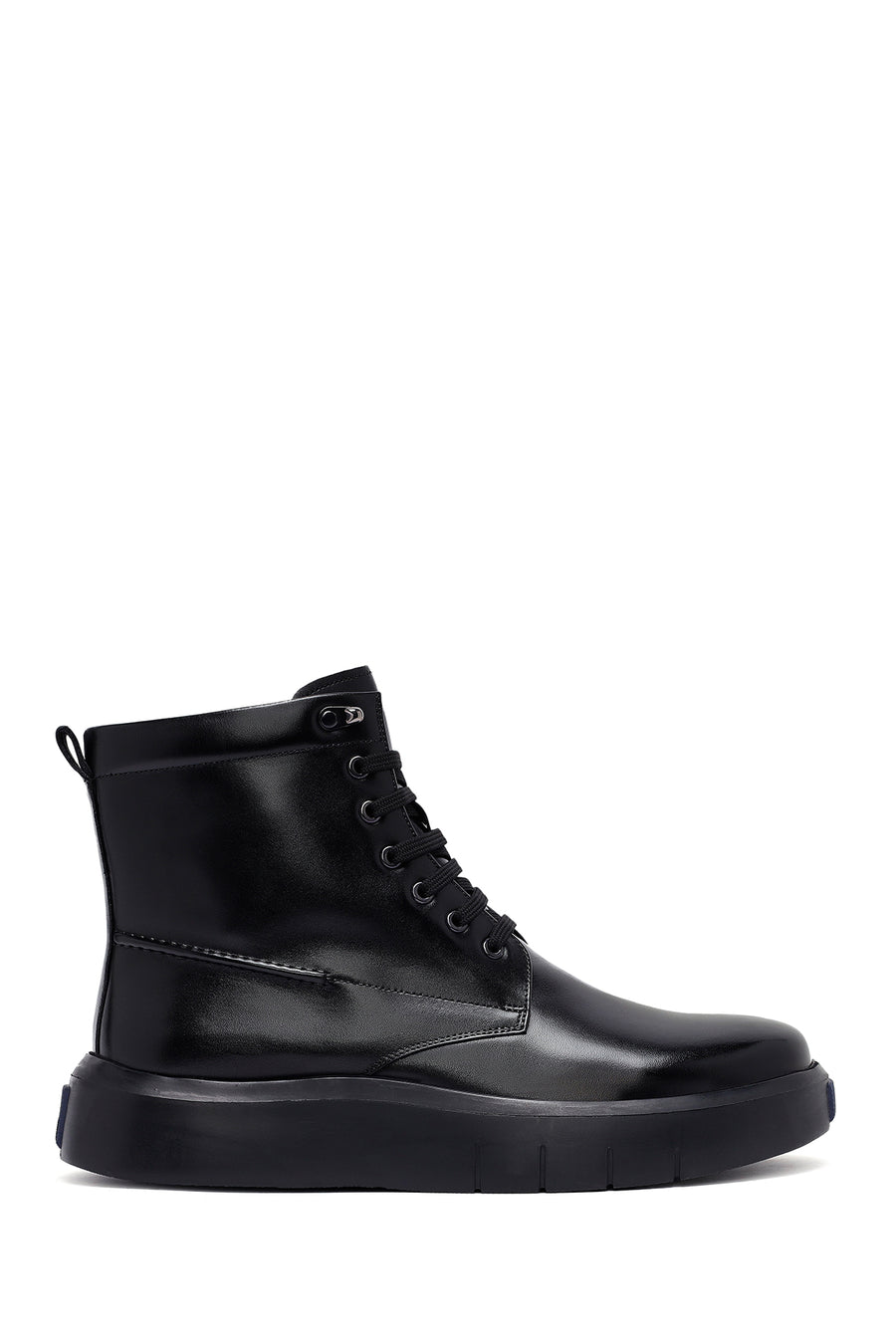 Men's Black Zippered Thick Sole Leather Boat 25WFD695418 | Derimod