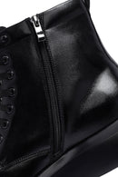 Men's Black Zippered Thick Sole Leather Boat | Derimod