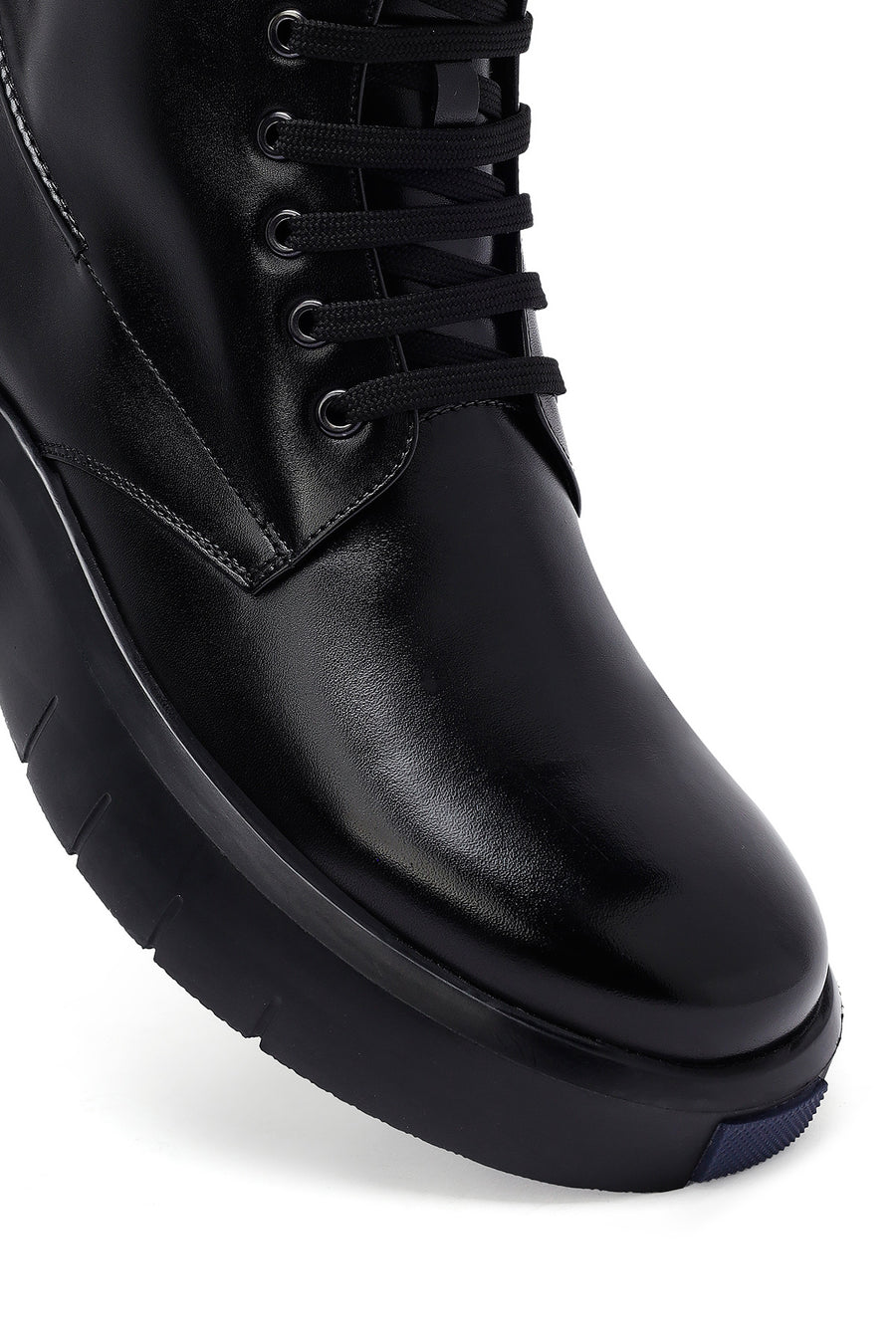 Men's Black Zippered Thick Sole Leather Boat