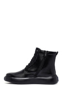 Men's Black Zippered Thick Sole Leather Boat | Derimod