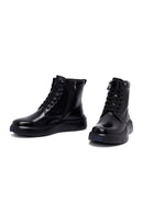 Men's Black Zippered Thick Sole Leather Boat | Derimod