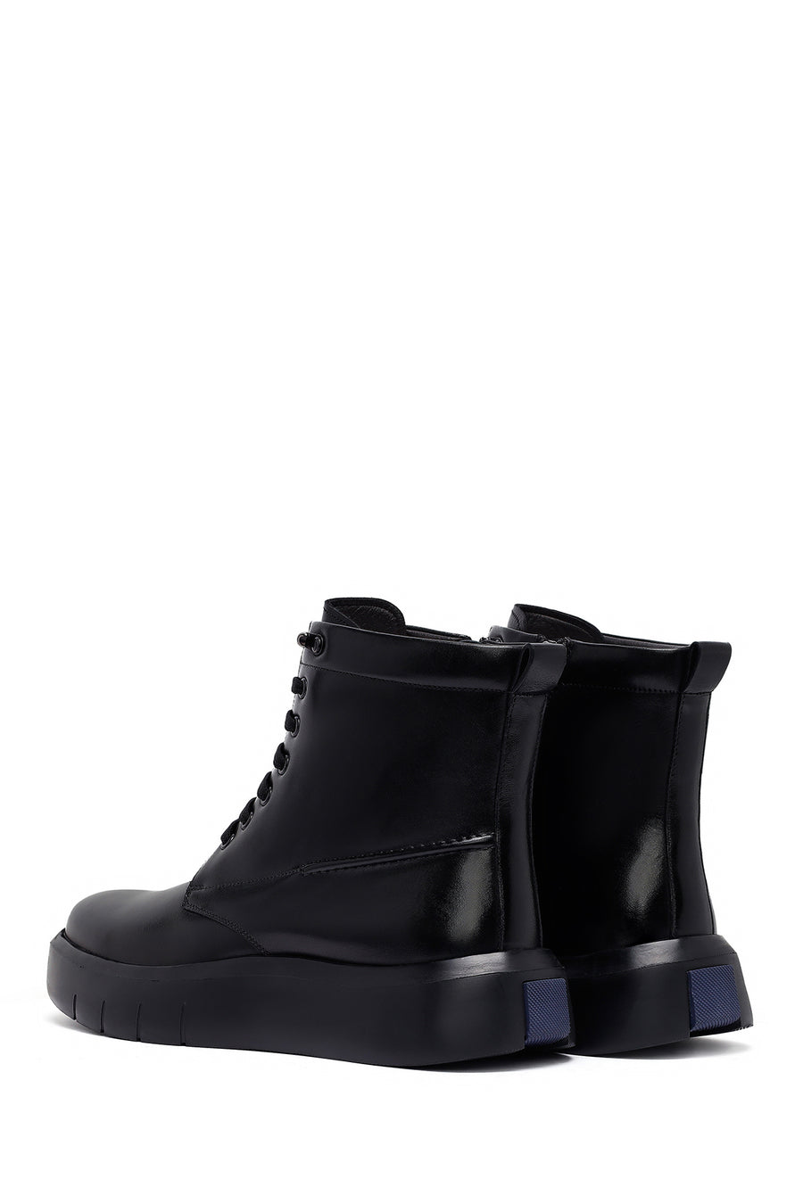 Men's Black Zippered Thick Sole Leather Boat