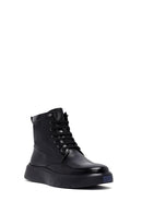 Men's Black Zippered Thick Sole Leather Boat | Derimod