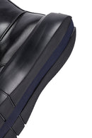 Men's Black Zippered Thick Sole Leather Boat | Derimod