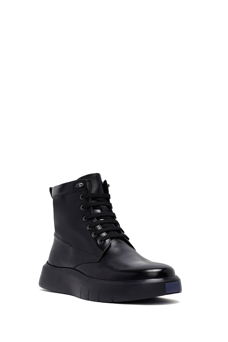 Men's Black Zippered Thick Sole Leather Boat