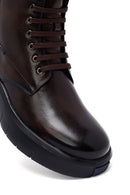Men's Brown Zippered Thick Sole Leather Boat | Derimod