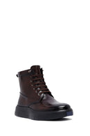 Men's Brown Zippered Thick Sole Leather Boat | Derimod