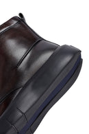 Men's Brown Zippered Thick Sole Leather Boat | Derimod