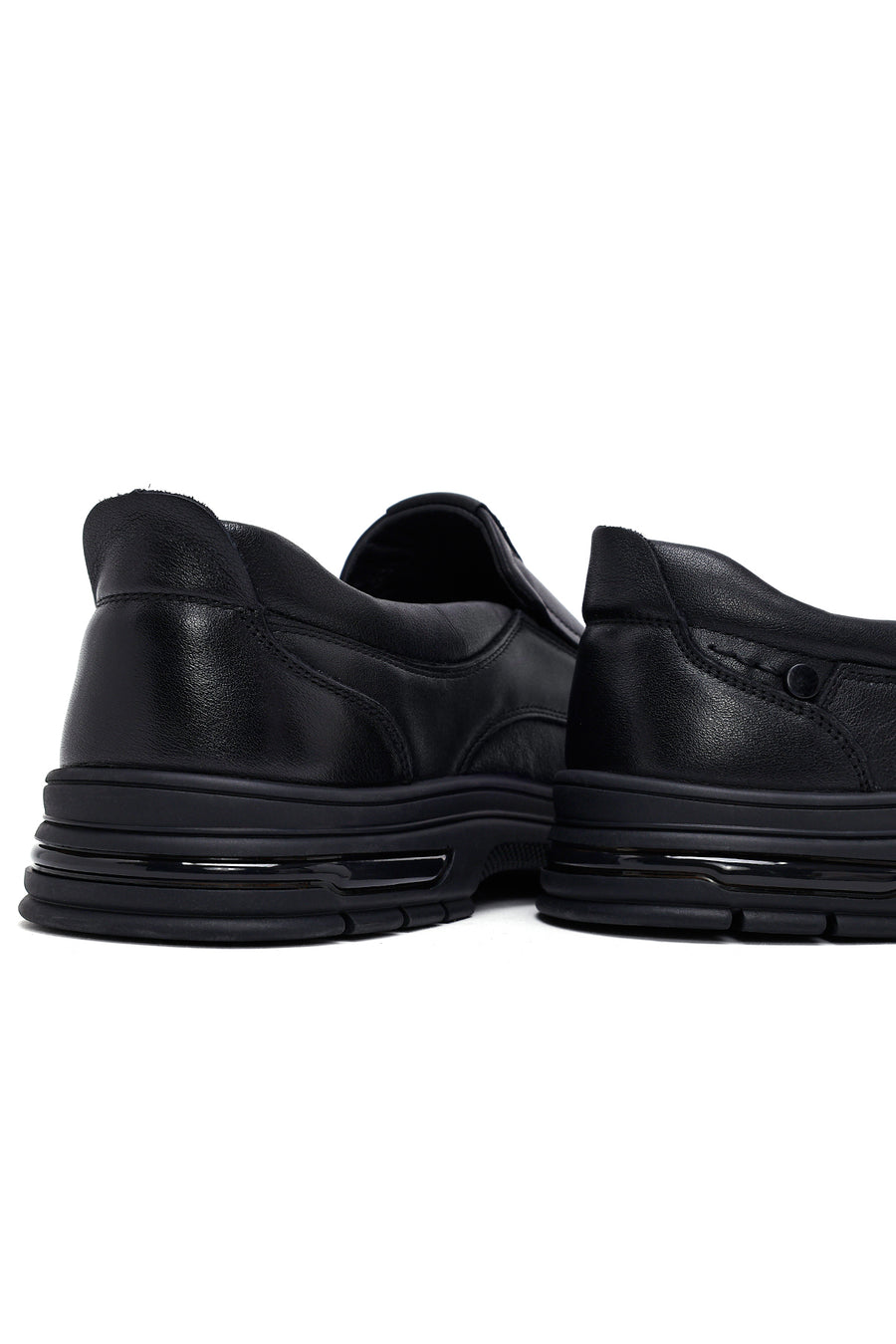 Male Black Leather Casual Loafers
