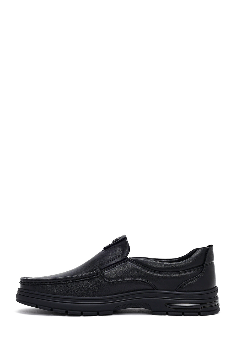 Male Black Leather Casual Loafers