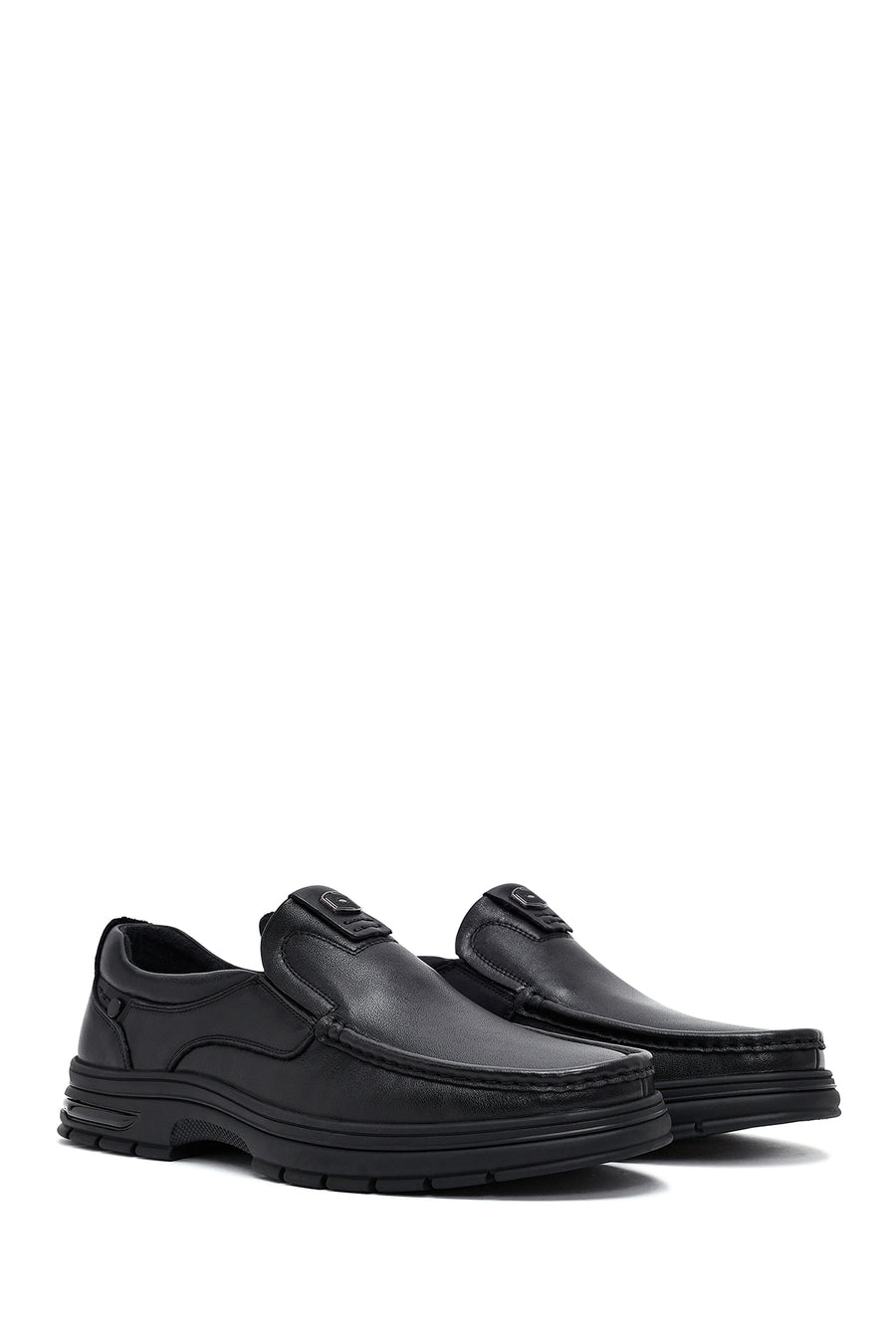 Male Black Leather Casual Loafers