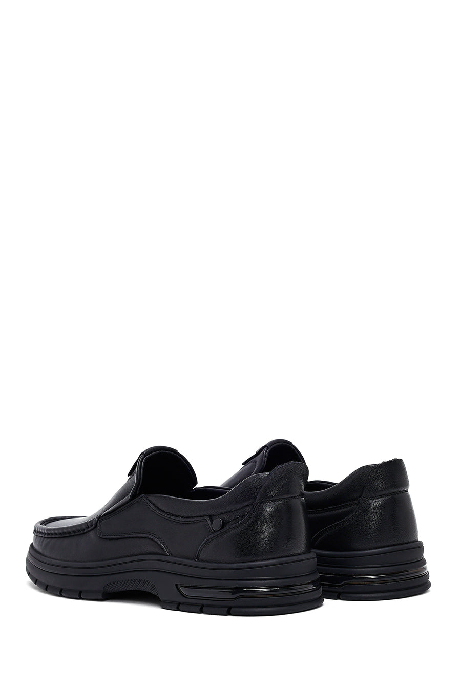 Male Black Leather Casual Loafers