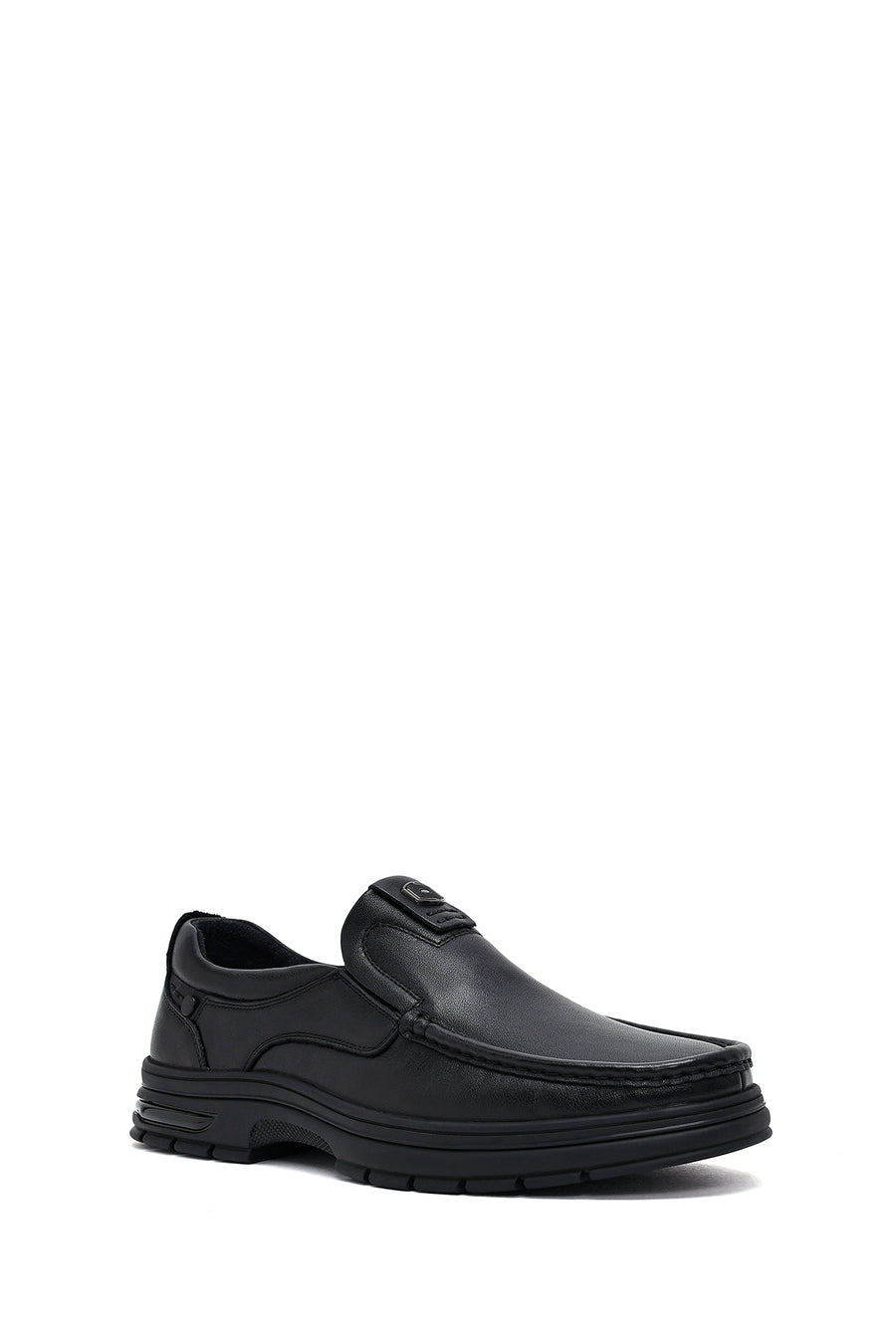 Male Black Leather Casual Loafers