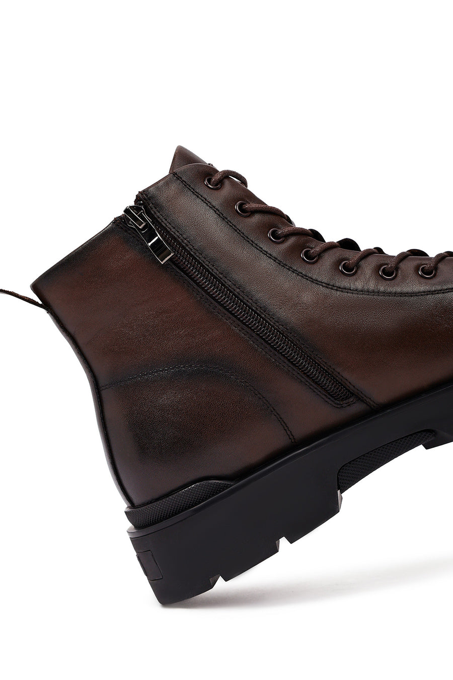 Men's Brown Zipper Leather Casual Boot