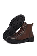 Erkek Kahverengi Fermuarlı Deri Casual Bot | Derimod