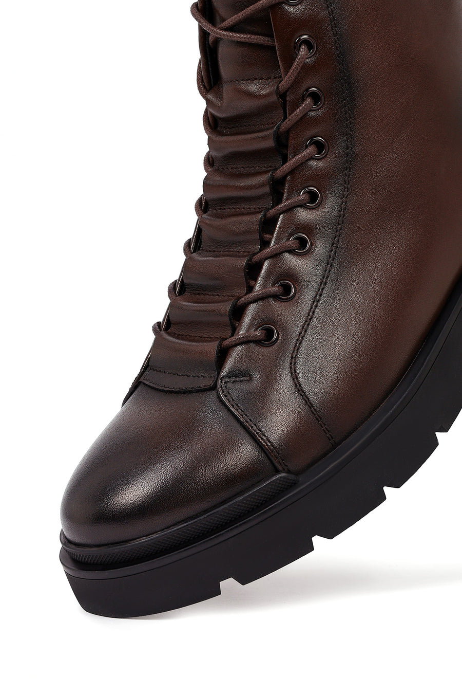 Men's Brown Zipper Leather Casual Boot