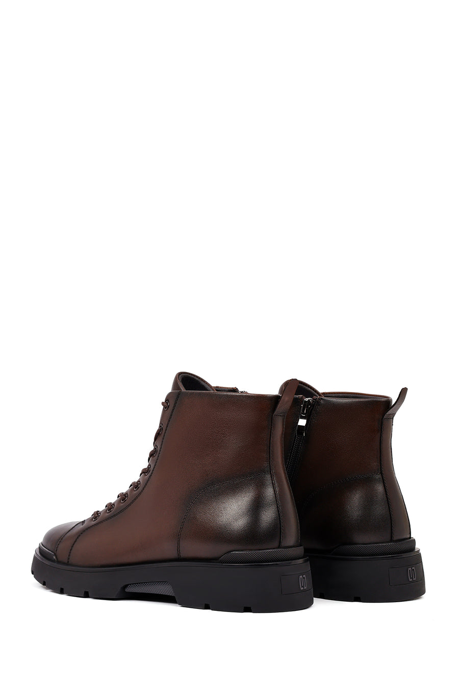 Men's Brown Zipper Leather Casual Boot