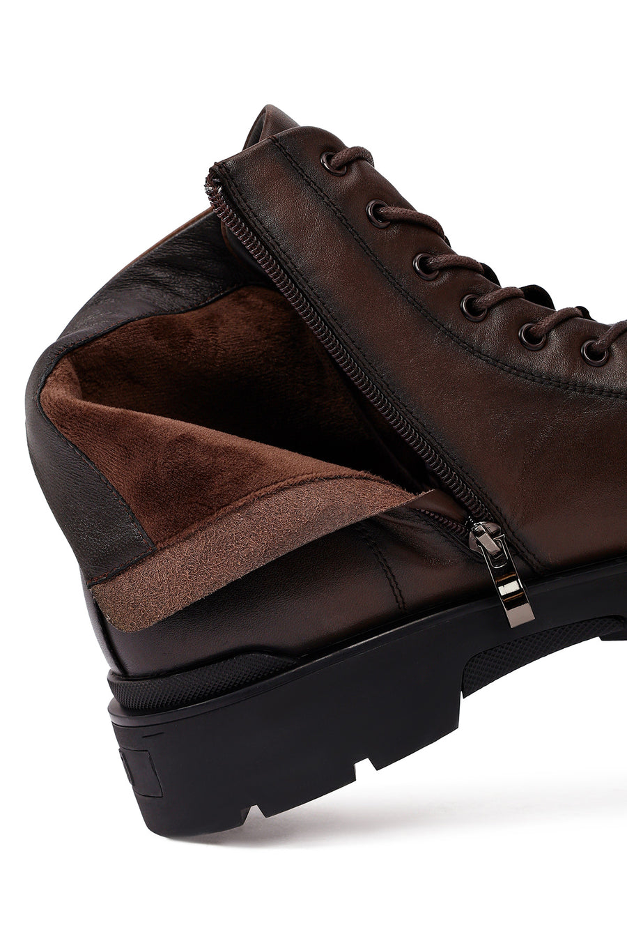 Men's Brown Zipper Leather Casual Boot
