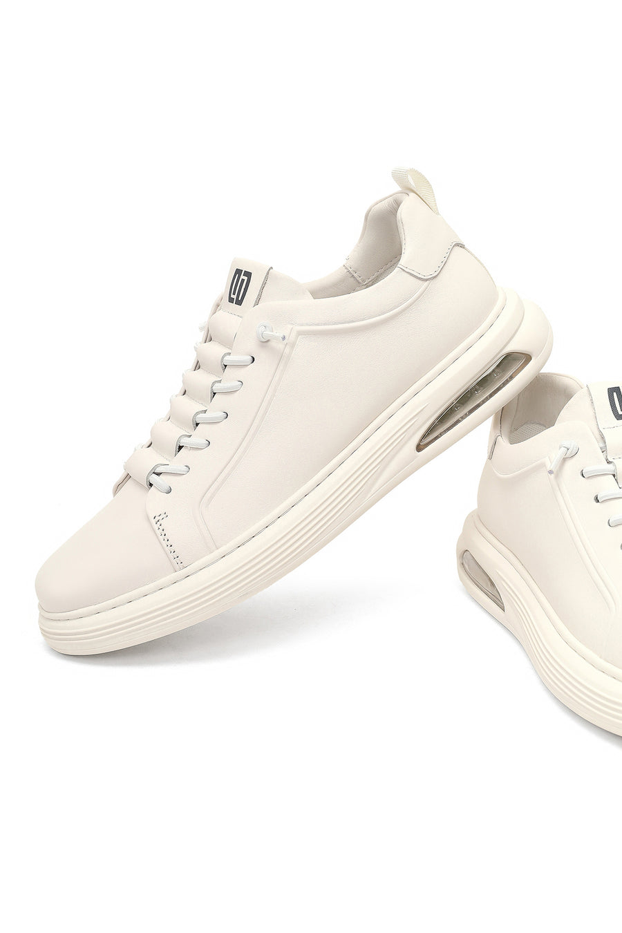 Erkek Beyaz Bağcıklı Deri Sneaker