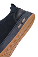 Men's Navy Blue Lace-Up Nubuck Leather Sneakers | Derimod