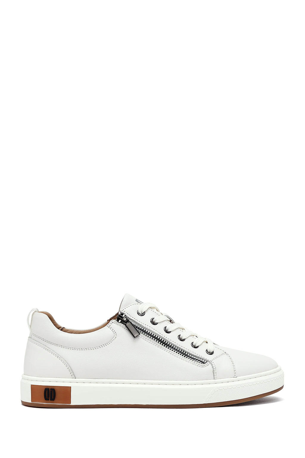 Erkek Beyaz Bağcıklı Deri Sneaker