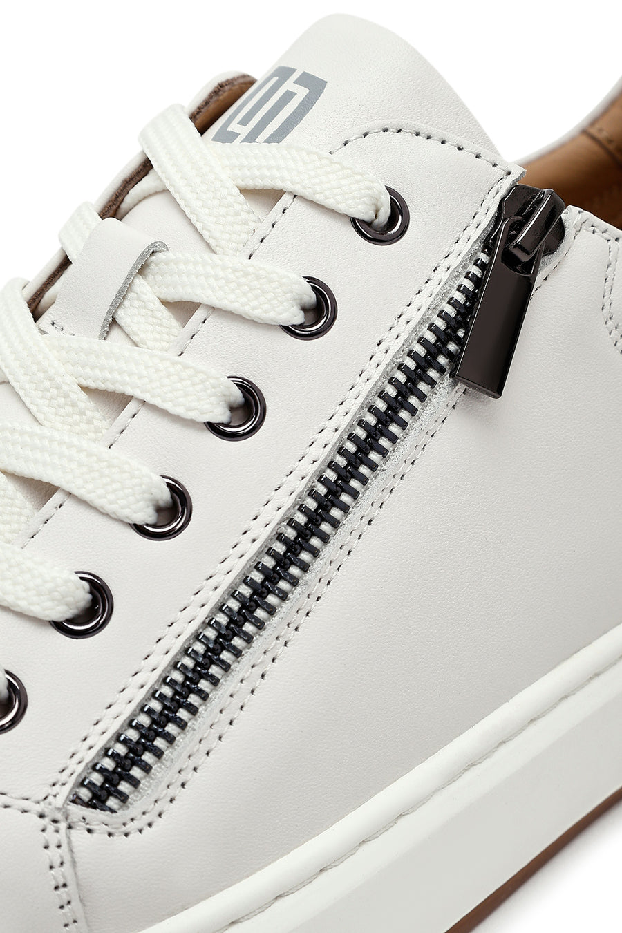 Erkek Beyaz Bağcıklı Deri Sneaker