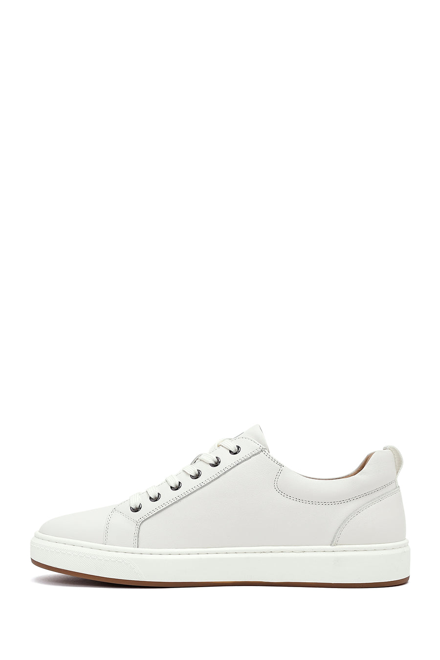 Erkek Beyaz Bağcıklı Deri Sneaker
