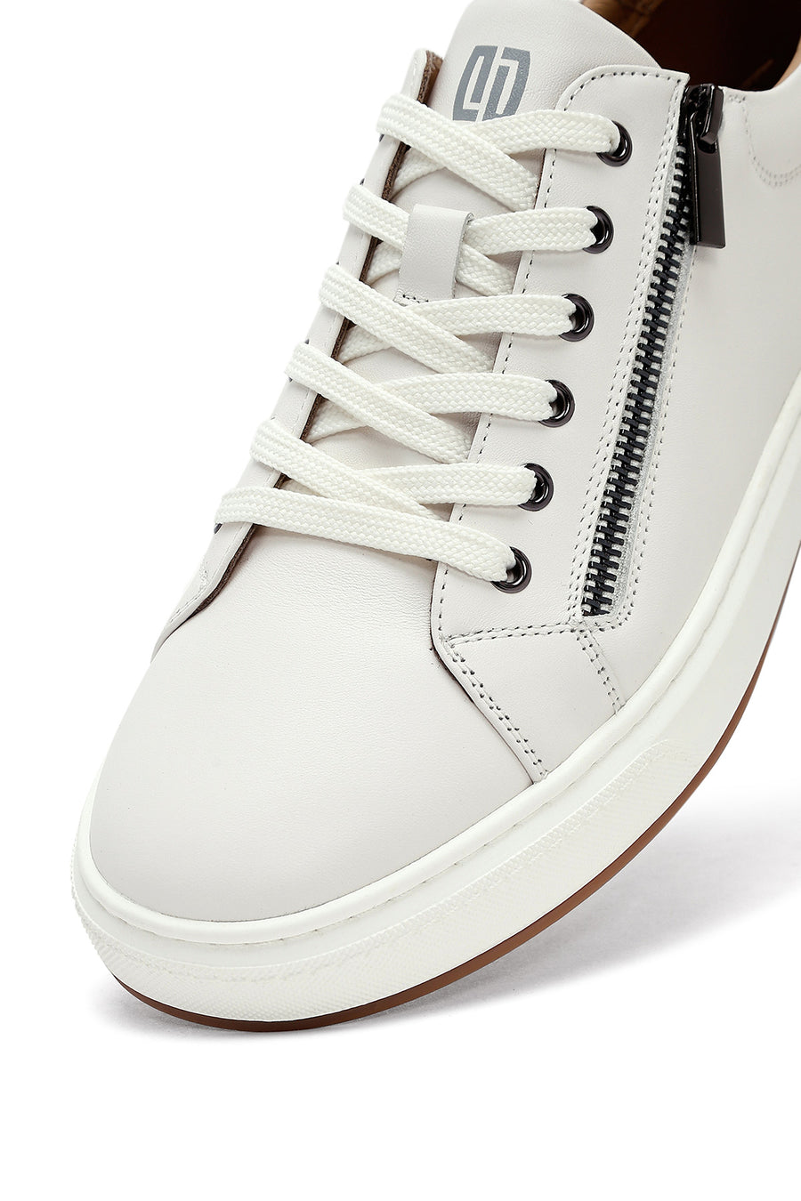 Erkek Beyaz Bağcıklı Deri Sneaker
