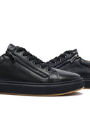 Men's Black Lace-Up Leather Sneaker | Derimod