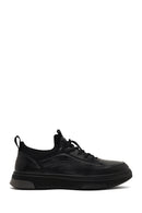 Men's Black Lace-Up Thick-Soled Leather Sneaker | Derimod