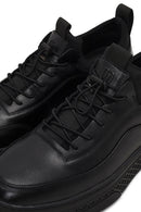Men's Black Lace-Up Thick-Soled Leather Sneaker | Derimod