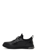 Men's Black Lace-Up Thick-Soled Leather Sneaker | Derimod