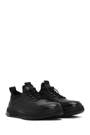 Men's Black Lace-Up Thick-Soled Leather Sneaker | Derimod