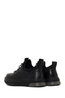 Men's Black Lace-Up Thick-Soled Leather Sneaker | Derimod
