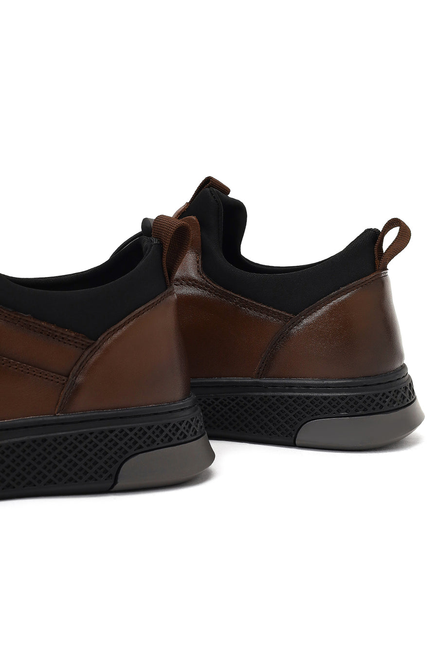 Men's Brown Lace-Up Thick-Soled Leather Sneaker