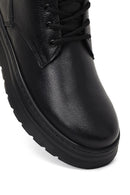 Men Black Lace-up Leather Casual Boot | Derimod
