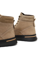 Erkek Bej Bağcıklı Kalın Tabanlı Nubuk Deri Bot | Derimod