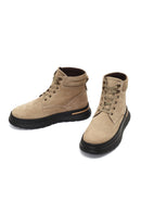 Erkek Bej Bağcıklı Kalın Tabanlı Nubuk Deri Bot | Derimod