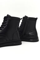 Men's Black Zippered Leather Boot | Derimod